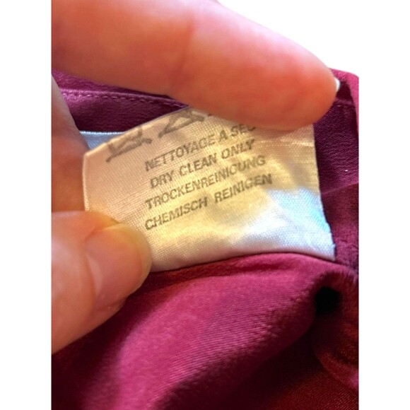 Franck Olivier Paris 1970s Silk Blouse French Size 40 Red Burgundy Dagger Collar - Picture 5 of 14